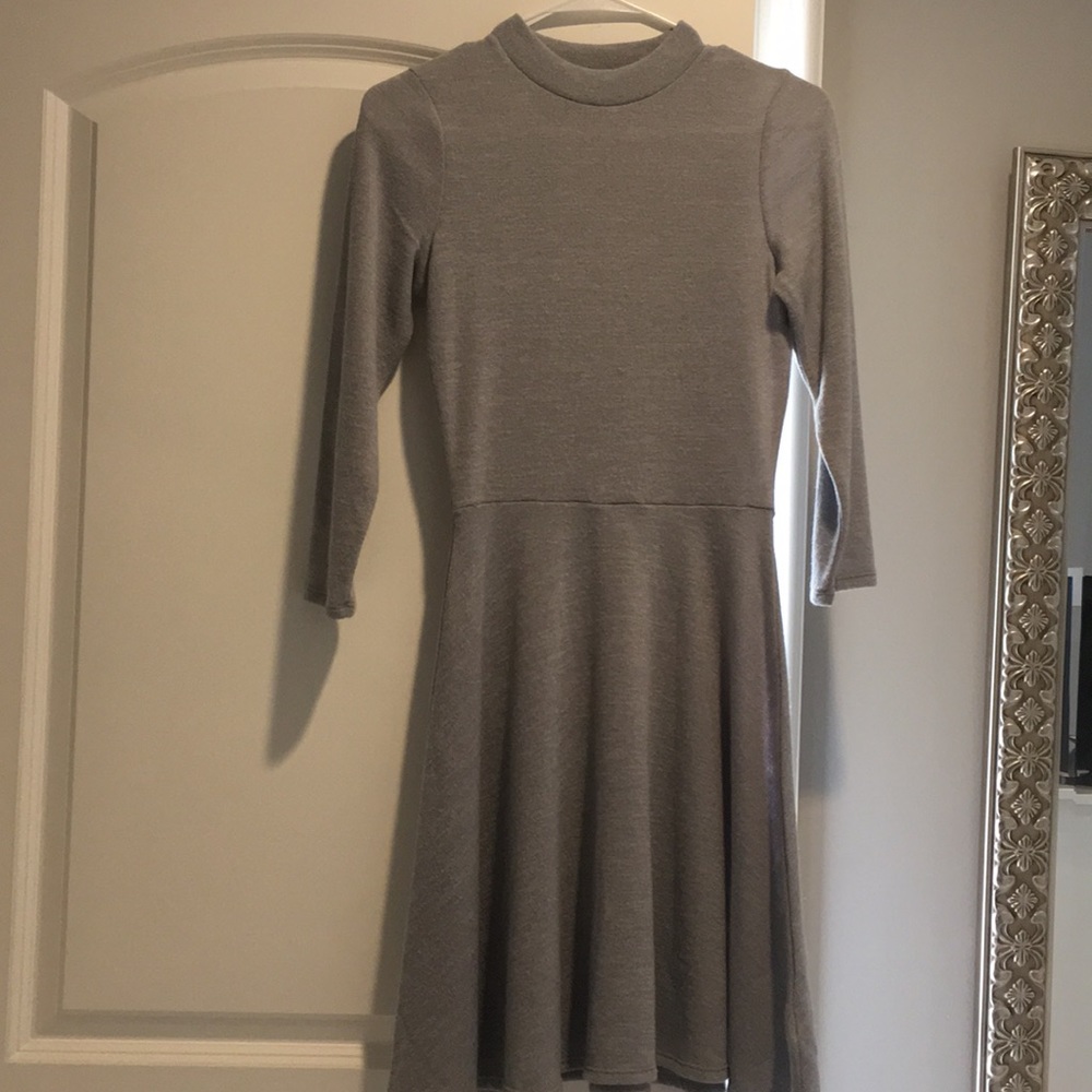 Gray high neck dress